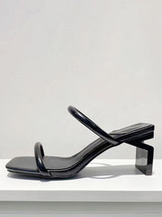 Chic PU Leather Open Toe Special-Shaped High Heel Slide Sandals