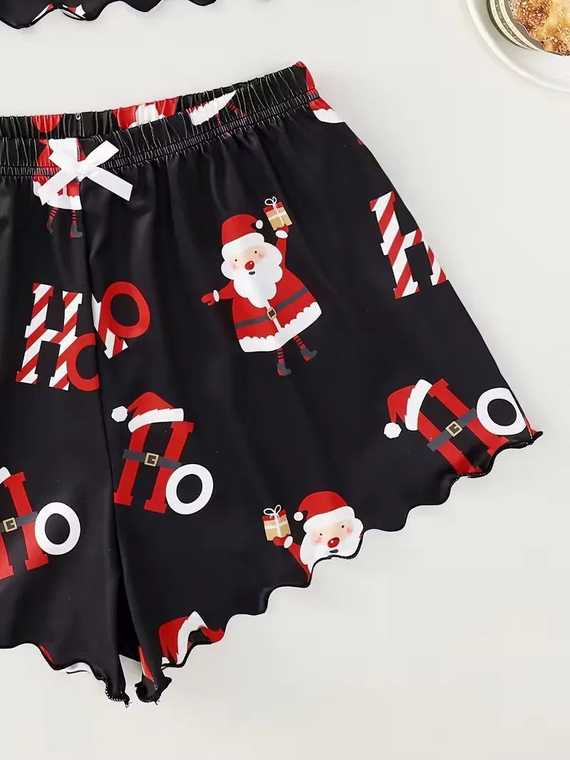 Christmas Santa Claus Element Print Pajama Set