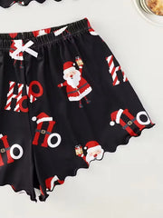 Christmas Santa Claus Element Print Pajama Set