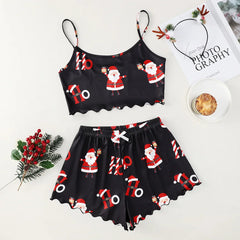 Christmas Santa Claus Element Print Pajama Set