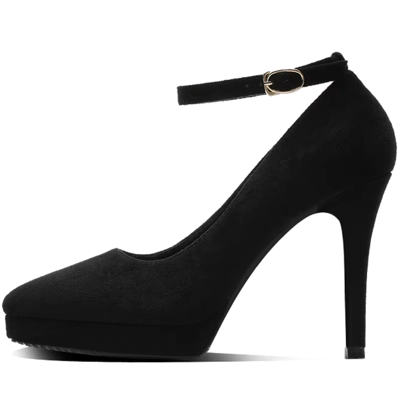 Classic Strappy Pumps Platform Round Head Ankle Strap High Heels Sandals