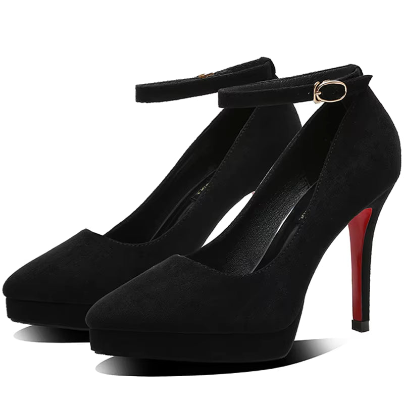 Classic Strappy Pumps Platform Round Head Ankle Strap High Heels Sandals