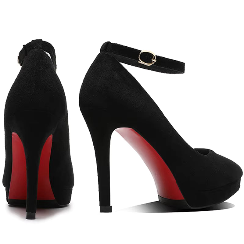 Classic Strappy Pumps Platform Round Head Ankle Strap High Heels Sandals