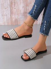 Classic With Artificial Pearl And Rhinestone Decoration Flat Sandals