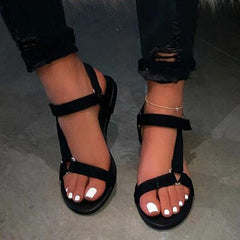 Cloth-Strapped Sandals Velcro Closures Open Toes