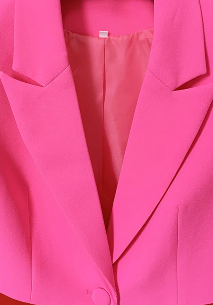 Colorblock Suit Hot Pink Red