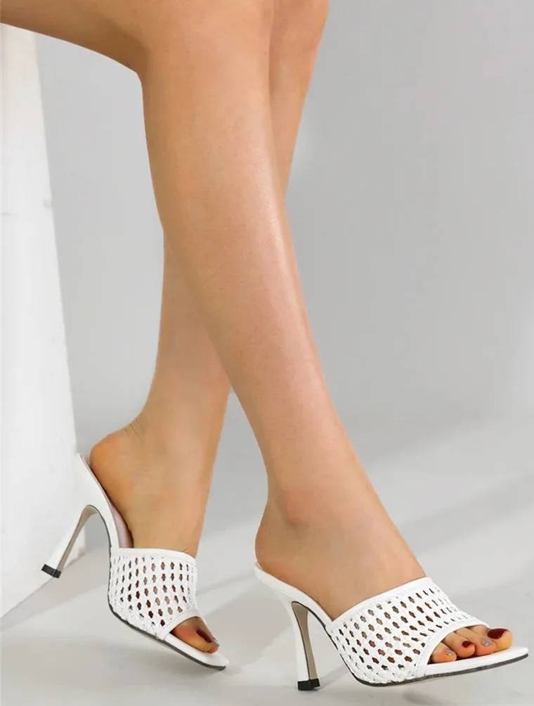 Comfort Outdoor Open Toe Square Thin Slide Heeled Sandals