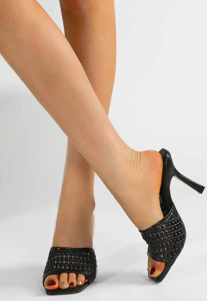 Comfort Outdoor Open Toe Square Thin Slide Heeled Sandals