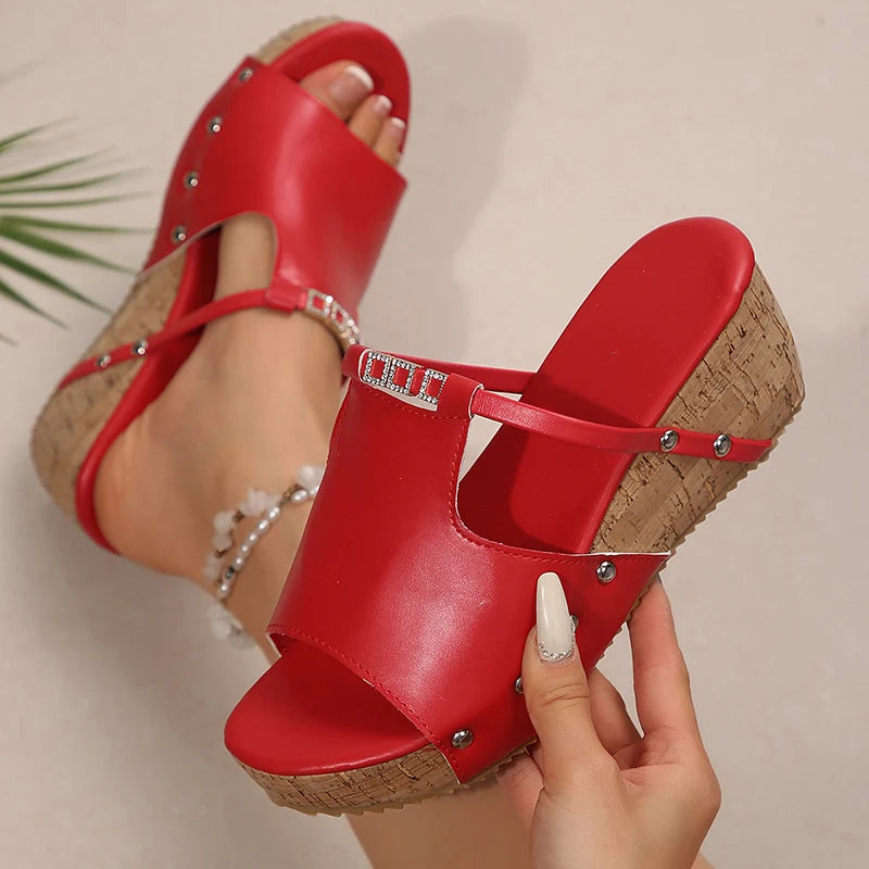 Comfort Thick Bottom Beach Style Retro Chunky Platform Wedge Heel Sandals