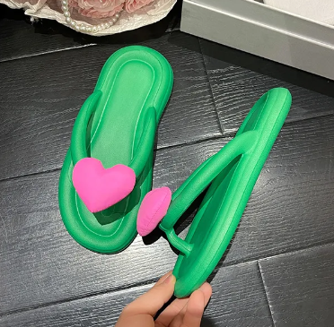 Comfortable Flip Flops Heart Beach Soft Sole Slippers Indoor Paltform EVA Home Wear Shoes