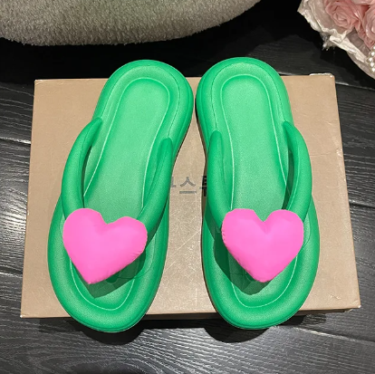 Comfortable Flip Flops Heart Beach Soft Sole Slippers Indoor Paltform EVA Home Wear Shoes