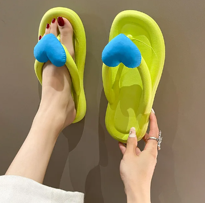 Comfortable Flip Flops Heart Beach Soft Sole Slippers Indoor Paltform EVA Home Wear Shoes