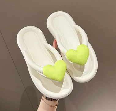 Comfortable Flip Flops Heart Beach Soft Sole Slippers Indoor Paltform EVA Home Wear Shoes