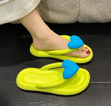 Comfortable Flip Flops Heart Beach Soft Sole Slippers Indoor Paltform EVA Home Wear Shoes