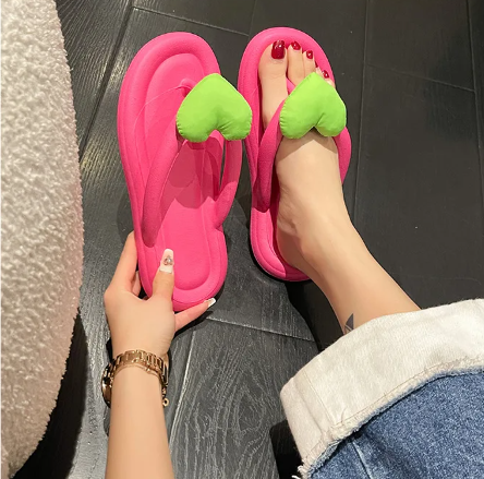 Comfortable Flip Flops Heart Beach Soft Sole Slippers Indoor Paltform EVA Home Wear Shoes