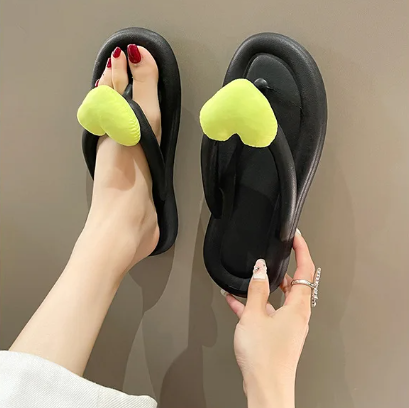 Comfortable Flip Flops Heart Beach Soft Sole Slippers Indoor Paltform EVA Home Wear Shoes