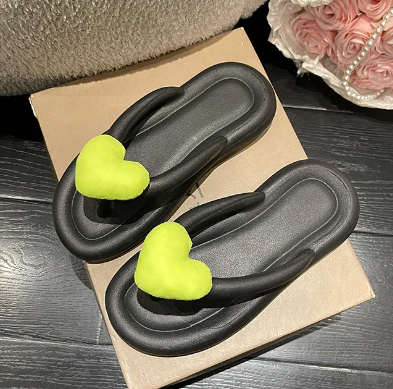 Comfortable Flip Flops Heart Beach Soft Sole Slippers Indoor Paltform EVA Home Wear Shoes