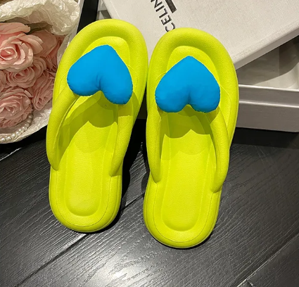 Comfortable Flip Flops Heart Beach Soft Sole Slippers Indoor Paltform EVA Home Wear Shoes
