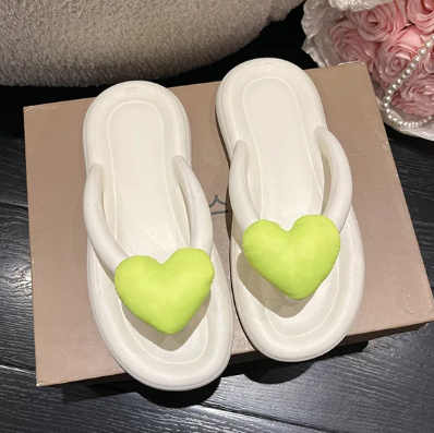 Comfortable Flip Flops Heart Beach Soft Sole Slippers Indoor Paltform EVA Home Wear Shoes