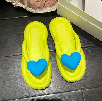 Comfortable Flip Flops Heart Beach Soft Sole Slippers Indoor Paltform EVA Home Wear Shoes