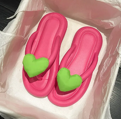 Comfortable Flip Flops Heart Beach Soft Sole Slippers Indoor Paltform EVA Home Wear Shoes