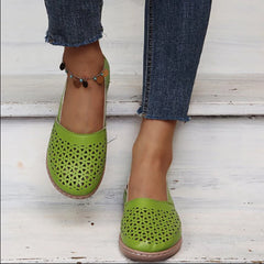 Comfortable Retro Button Comfy Flat Round Toe Sandals