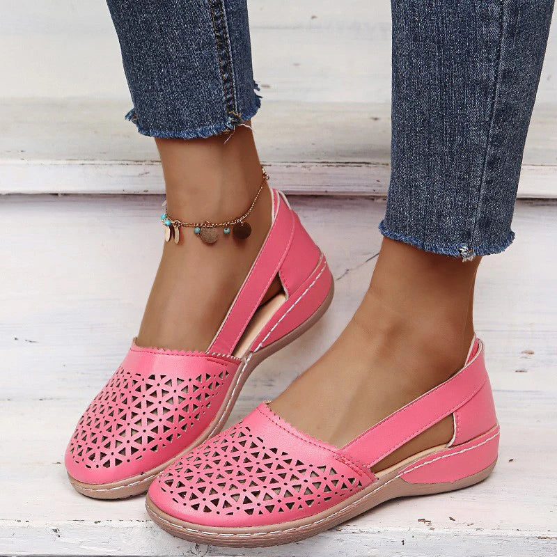 Comfortable Retro Button Comfy Flat Round Toe Sandals