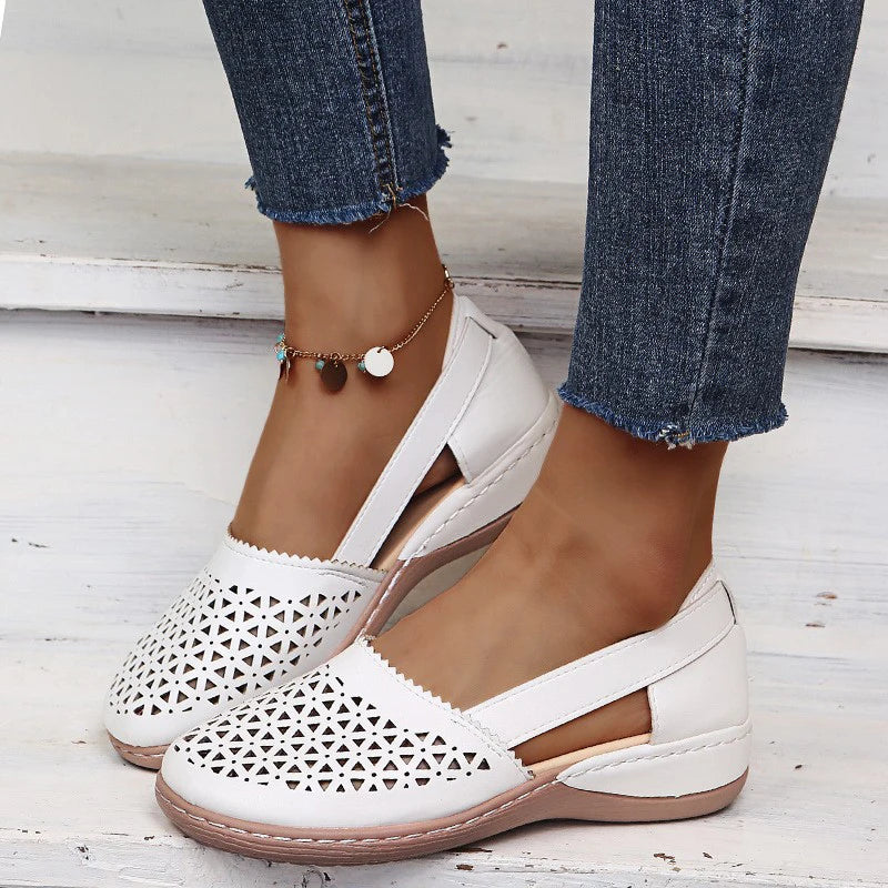 Comfortable Retro Button Comfy Flat Round Toe Sandals