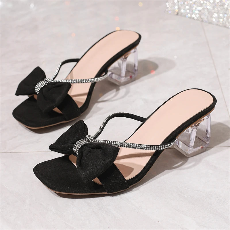 Comfortable Transparent Crystal Open Toed High Heel Sandals