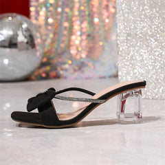 Comfortable Transparent Crystal Open Toed High Heel Sandals