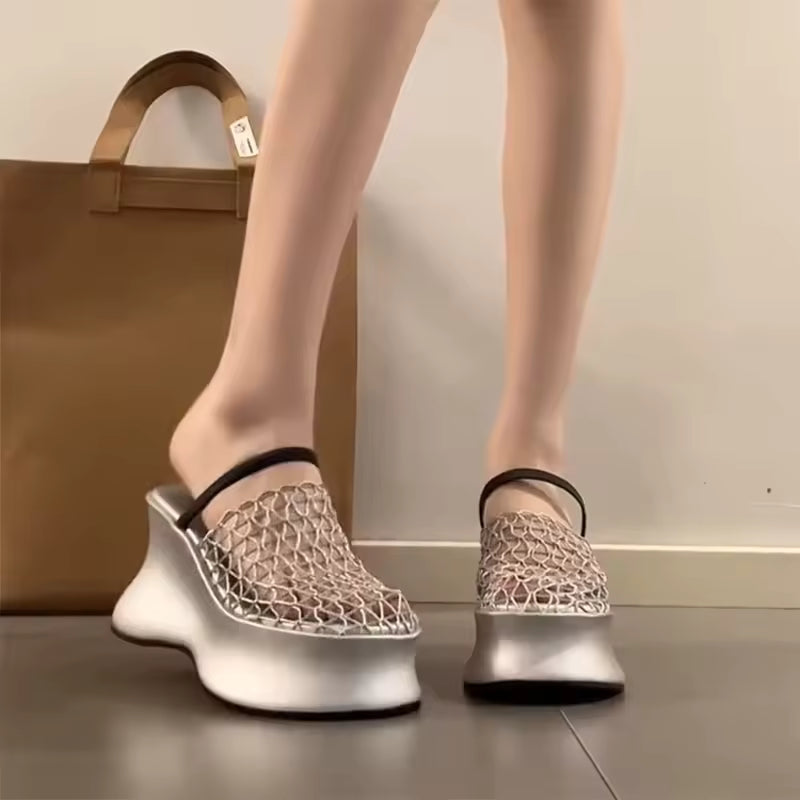 Concise Hollow Out Platform Wedges Heel Sandal Outdoor