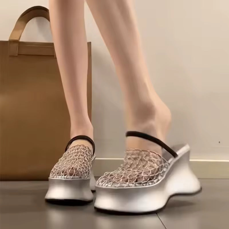 Concise Hollow Out Platform Wedges Heel Sandal Outdoor