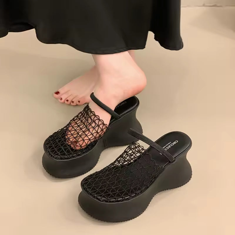 Concise Hollow Out Platform Wedges Heel Sandal Outdoor