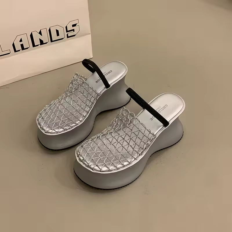 Concise Hollow Out Platform Wedges Heel Sandal Outdoor