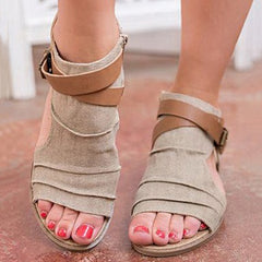 Contrasting Colored Straps Ruched Sandals
