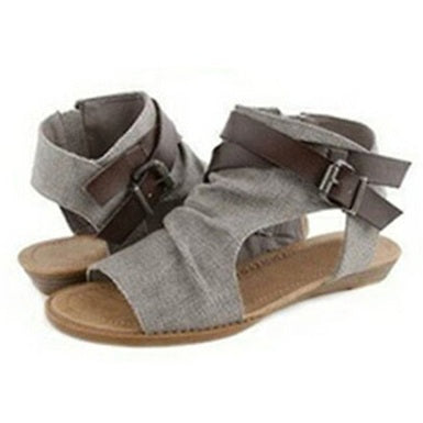 Contrasting Colored Straps Ruched Sandals