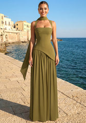 Corset A Line Maxi Dress Green