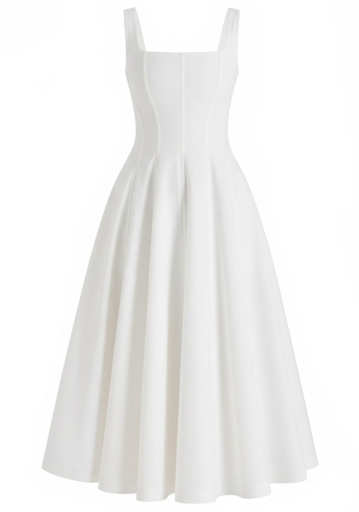 Corset A Line Midi Dress White