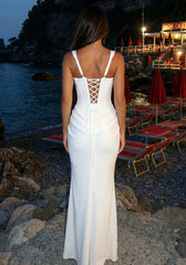 Corset Draped Maxi Dress White