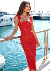 Crochet Maxi Dress Red