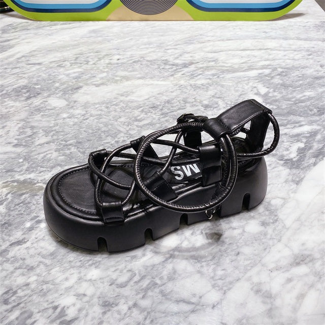 Cross Thick Bottom Strap Open Toe Sandals