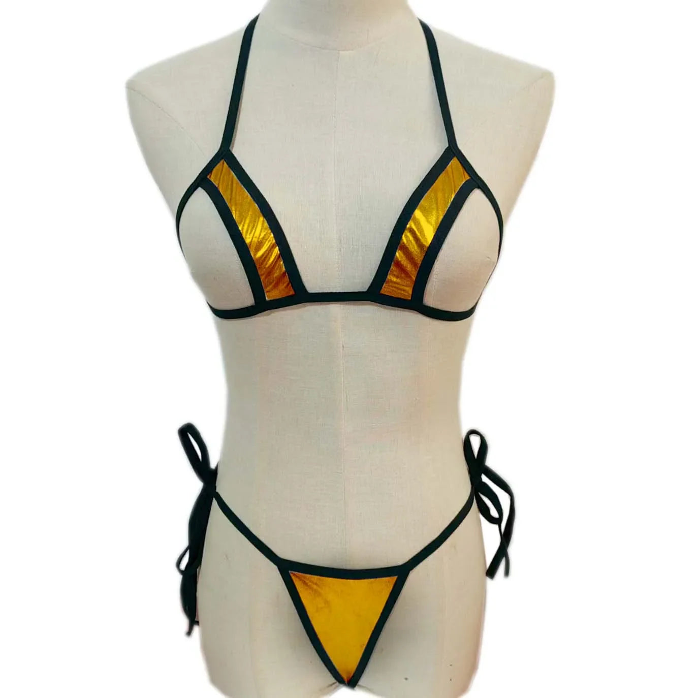 Cross-border lingerie swimsuit AliExpress eBay patent leather three-point bikini patent leather set.
