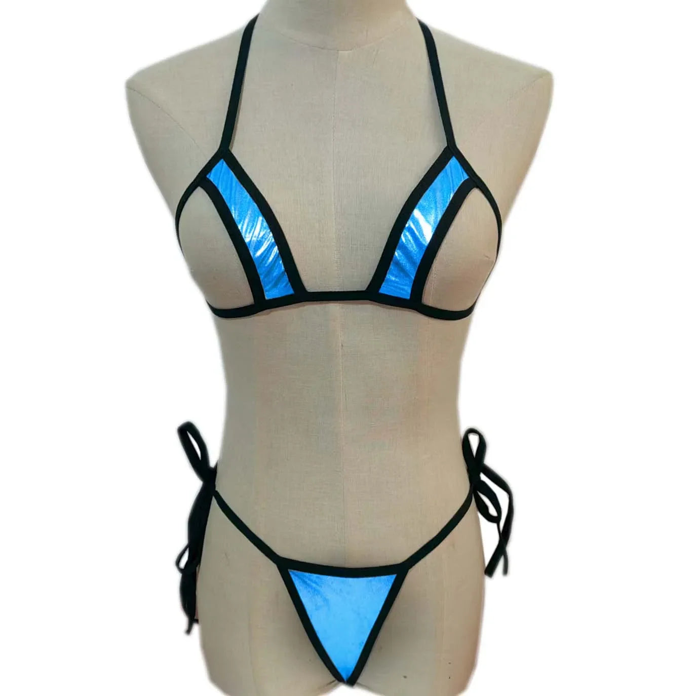 Cross-border lingerie swimsuit AliExpress eBay patent leather three-point bikini patent leather set.