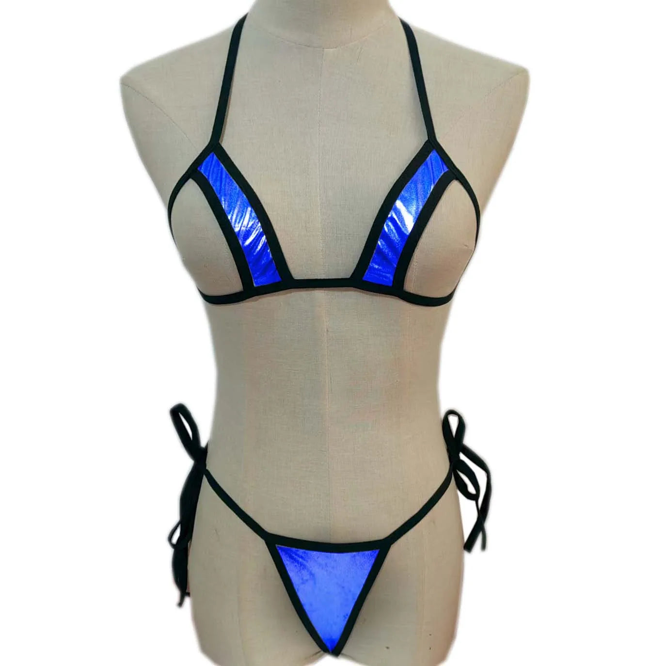 Cross-border lingerie swimsuit AliExpress eBay patent leather three-point bikini patent leather set.