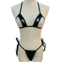 Cross-border lingerie swimsuit AliExpress eBay patent leather three-point bikini patent leather set.