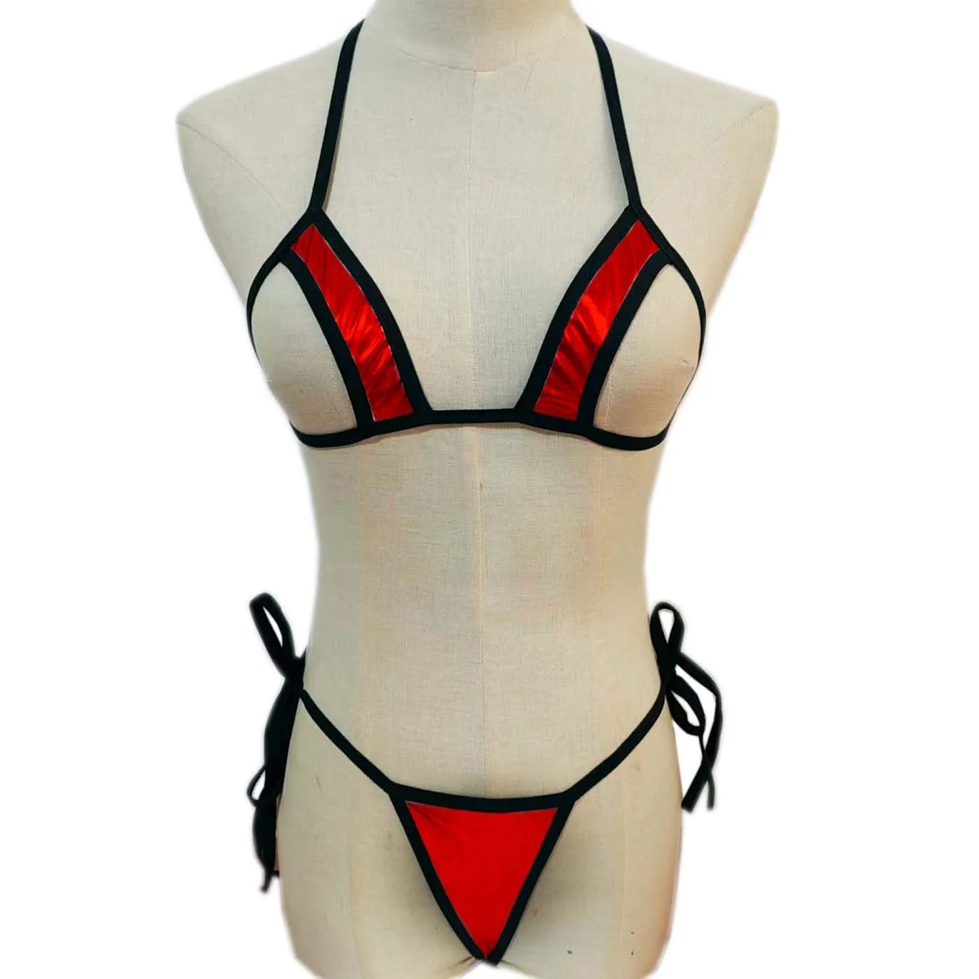 Cross-border lingerie swimsuit AliExpress eBay patent leather three-point bikini patent leather set.