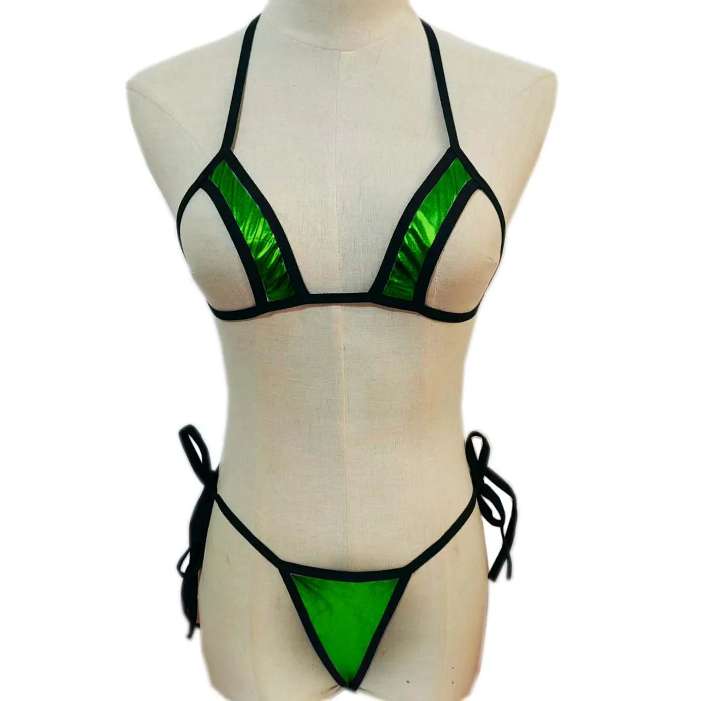 Cross-border lingerie swimsuit AliExpress eBay patent leather three-point bikini patent leather set.