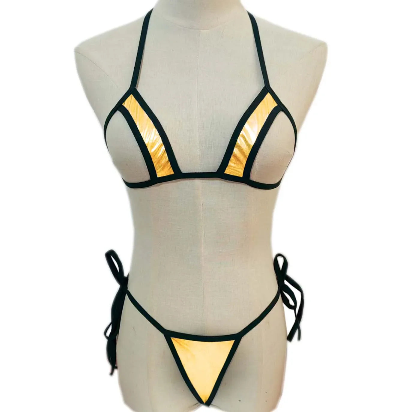 Cross-border lingerie swimsuit AliExpress eBay patent leather three-point bikini patent leather set.