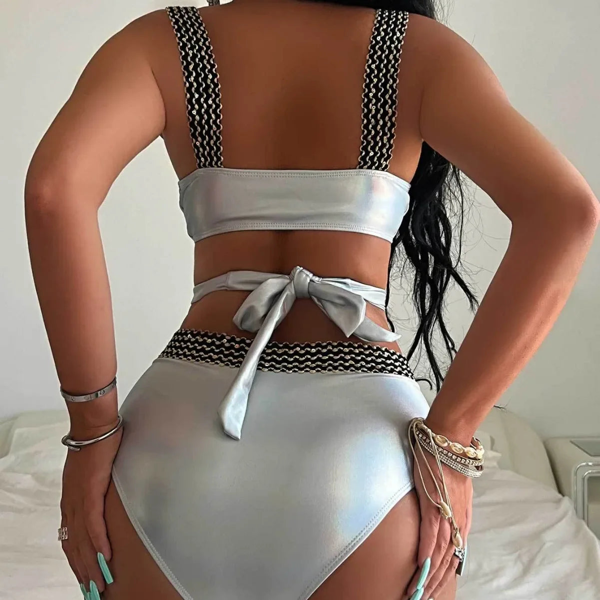 Cross high waisted swimsuit