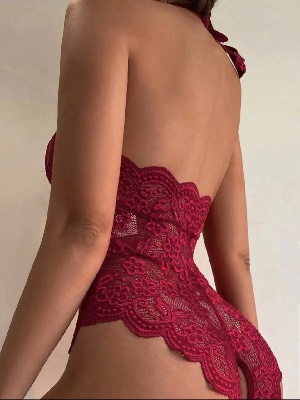 Crotchless Red Lingerie Erotic Clothing Lace